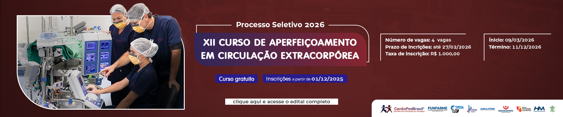 Curso de Aperfeiçoamento em Circulação Extracorpórea Pediátrica 2026